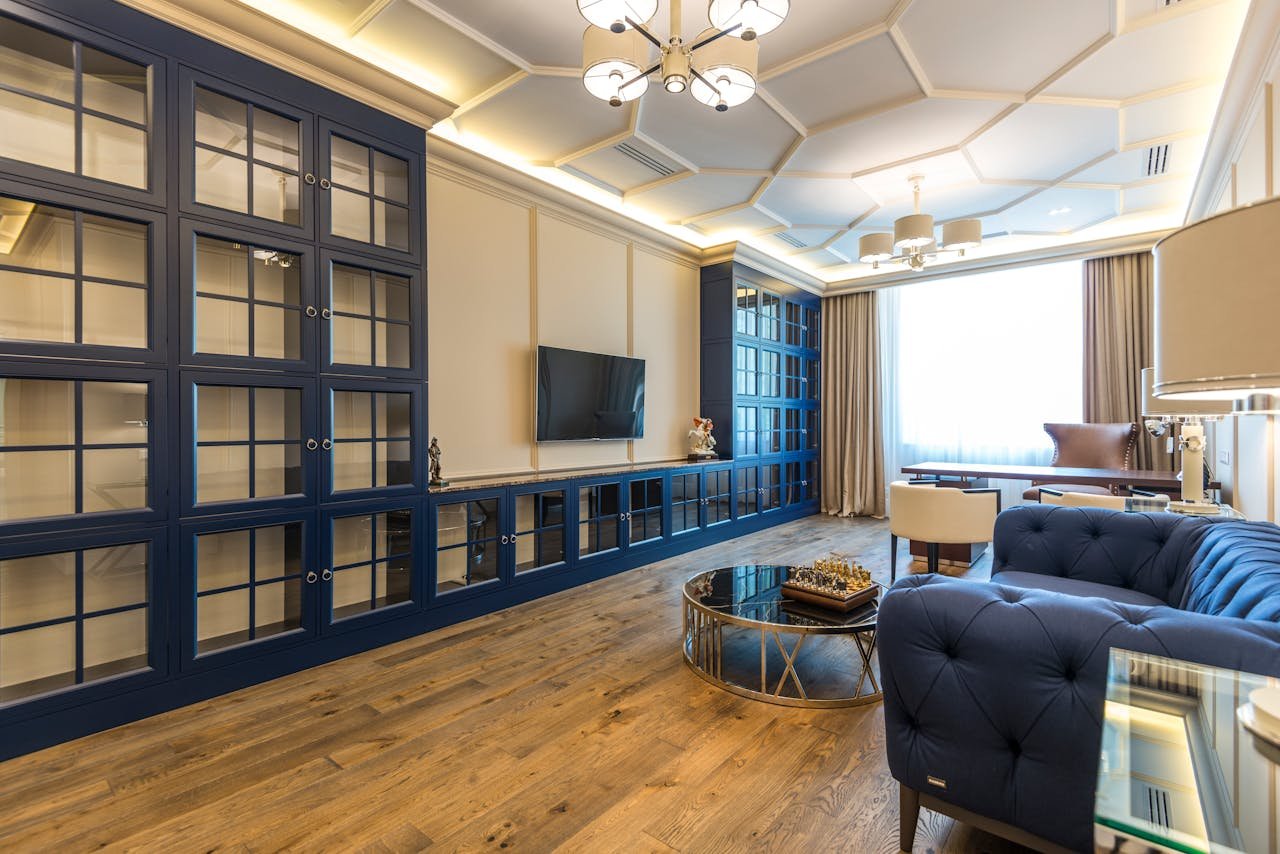 Spacious and elegant apartment with modern design and luxurious decor elements.